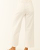 Off White Stretchy Denim Straight Patch Pocket Jeans