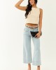Lovelo Cream Raised Embroidery Cropped Tank Top