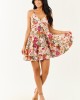 Blush Floral Print Lace Trim Smocked Mini Dress