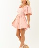 Tea Rose Flutter Sleeve Flowy Skirt Cotton Mini Dress