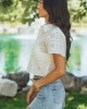 White Embroidered Eyelet Button Up Cotton Top