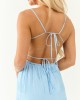 Sky Blue Ruched Tiered Sleeveless Maxi Dress