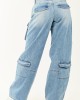 Cello Medium Wash High Rise Distressed Cargo Jeans