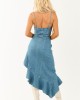 Medium Vintage Wash Denim Asymmetrical Midi Dress Medium Vintage Wash Denim Asymmetrical Midi Dress