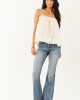 Cream Square Neck Ruffle Trim Tank Top Cream Square Neck Ruffle Trim Tank Top