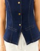 She+Sky Dark Wash Stretchy Denim Button Down Vest