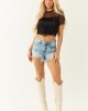 Black Fringe Short Sleeve Mesh Crop Top Black Fringe Short Sleeve Mesh Crop Top