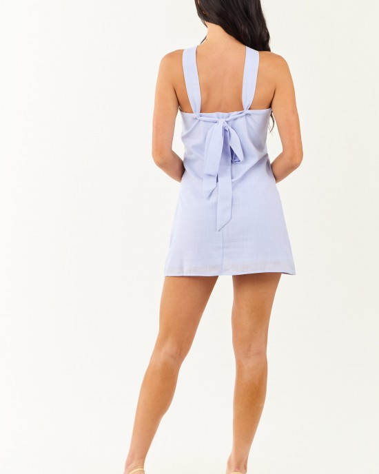 Light Cornflower Knot Halter Neck Mini Dress Light Cornflower Knot Halter Neck Mini Dress