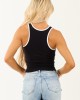 Black Stretchy Knit Contrast Trim Tank Top