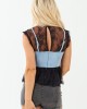 Light Wash Denim Corset Overlay Lace Tank Top