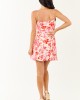 Champagne Floral Print Contrast Seam Mini Dress