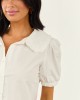 Lovelo Ivory Cotton Button Up Short Sleeve Blouse