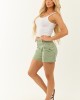 Risen Sage High Rise Cargo Stretchy Denim Shorts