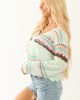 POL Arctic Blue Abstract Print Short Cardigan