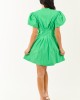 Kiwi Bubble Sleeve Button Down Cotton Mini Dress