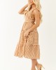 Brown Sugar Striped Sleeveless Midi Dress