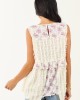POL Cream Floral Patchwork Fringe Textured Tank Top POL Cream Floral Patchwork Fringe Textured Tank Top