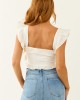 Ivory and Powder Blue Embroidered Corset Style Top