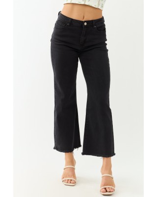 Black Stretchy Acid Wash Bootcut Jeans