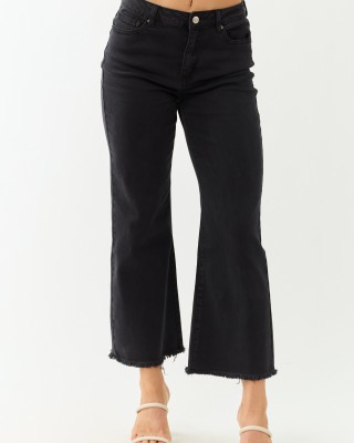 Black Stretchy Acid Wash Bootcut Jeans