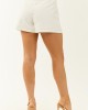 Off White Denim High Waisted Contrast Stitch Shorts