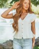 Vanilla Pleated Hem Button Up Cap Sleeve Top Vanilla Pleated Hem Button Up Cap Sleeve Top