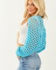 Baby Blue Open Knit Long Sleeve Shrug Cardigan