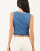Medium Wash Princess Seam Button Up Denim Vest