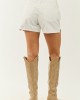 Off White Smocked Waist High Rise Jean Shorts