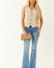 She+Sky Sand Button Down Sleeveless Vest
