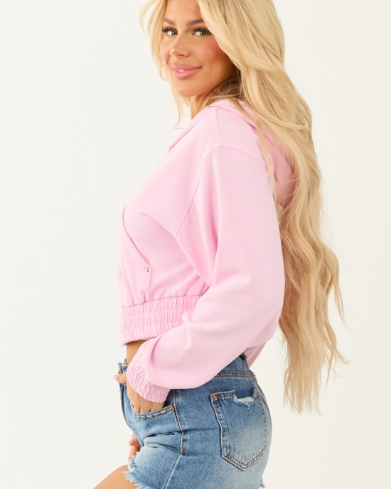 Carnation Zip Up Long Sleeve Hooded Jacket
