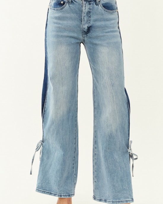 Saige Side Panel Tummy Control Wide Leg Jeans