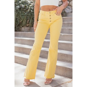 KanCan Lemon Stretchy Button Fly Flare Jeans