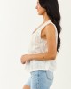 Off White Lace V Neck Cotton Tank Top