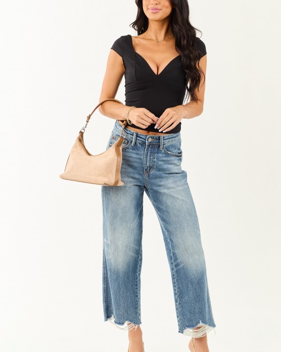 Black Cap Sleeve Fitted Crop Top Black Cap Sleeve Fitted Crop Top