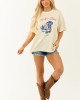 Cream Western Graphic Oversized Short Sleeve Top