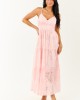Carnation Floral Eyelet Sleeveless Cotton Maxi Dress