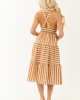 Brown Sugar Striped Sleeveless Midi Dress