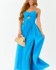 Azure Flowy Chiffon Front Twist Maxi Dress