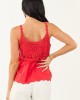 Cherry Knit Front Tie Eyelet Cotton Tank Top