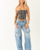 Charcoal Faux Leather Western Corset Top