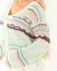 POL Arctic Blue Abstract Print Short Cardigan