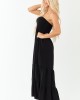Black Smocked Tiered Strapless Maxi Dress