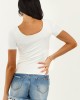Off White Butter Knit Scoop Neck Short Sleeve Top