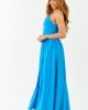 Azure Flowy Chiffon Front Twist Maxi Dress