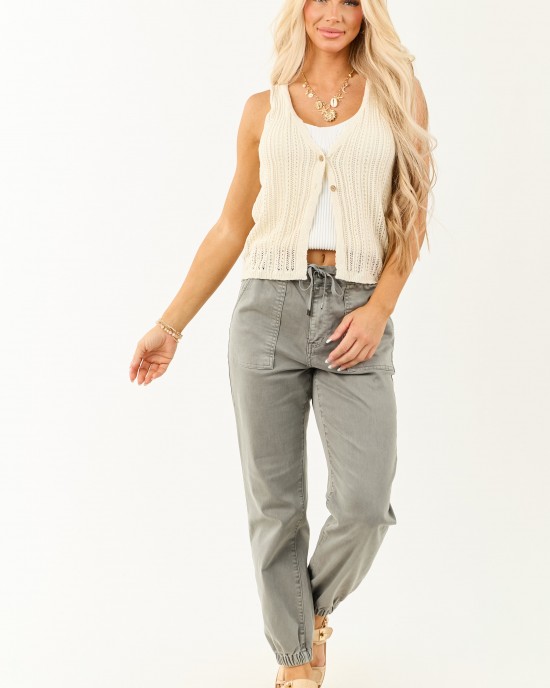 Mica Denim Faded Juniper Cropped Jogger Jeans