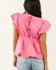Lovelo Bubblegum Short Puff Sleeve Cotton Top