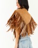 Brown Sugar Faux Suede Studded Fringe Shawl Brown Sugar Faux Suede Studded Fringe Shawl