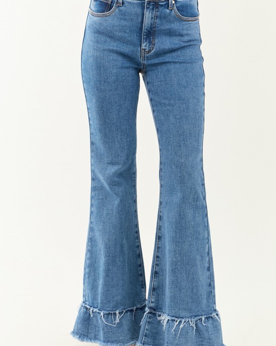 Special A Tummy Control Ruffle Flare Stretchy Jeans