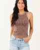 Mocha Ribbed Stretchy Knit Washed Tank Top Mocha Ribbed Stretchy Knit Washed Tank Top